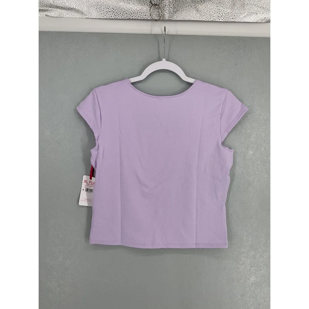 Justice Girls Cap Sleeve Seamless Top Square Neck Lavender Purple XL Plus 16P
